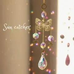 サンキャッチャー 星 キラキラ ガラス 蝶々 チャクラ 開運 オーナメント 蝶①