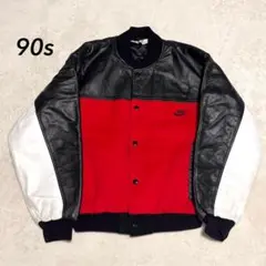【状態良好】90s ナイキ スタジャン 切り替え レザー 刺繍ワッペン