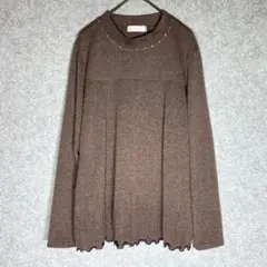 エクリチュール（LL）長袖カットソー☘️トップス/ブラウン/ゆったり/レディース