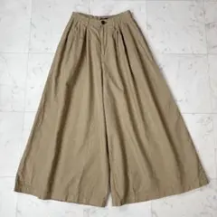 パドカレ ワイドフレアタックパンツ コットン リネン セルロース ベージュ 34