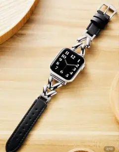 【ラスト1点】Apple Watchレザーチェーンバンド ブラック