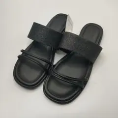 ブラックフラットサンダル　 幅広　LL