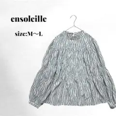 アンソレイユ 花模様ドット ブラウス レディース かわいい 白 黒 M-L