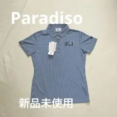 【新品未使用】Paradiso レディースゴルフウェア　青色×白ストライプ　M