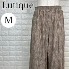 Lutique ルティーク M プリーツワイドパンツ 総柄 ブラウン A1289