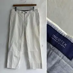 美品 INCOTEX コットン スラックス ホワイト 白 48 インコテックス