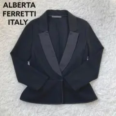アルベルタ フェレッティ ウール シルク ジャケット ブラック イタリア製