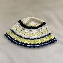 ストライプ クロシェハット