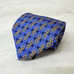 GUCCI グッチ シルク ネクタイ 総柄 ネイビー系