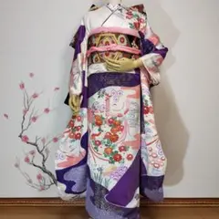 〘104〙正絹 振袖フルセット 成人式 古典柄 部分絞り
