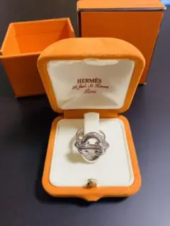 HERMES 稀少 エルメス K18WG シェーヌダンクル ホワイトゴールド指輪