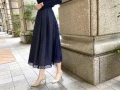 M-premierBLACK ドットオパールシアースカート34