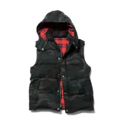 SOPHNET.CAMOUFLAGE HOODED DOWN VEST