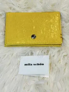 未使用☆mila schön☆ミラ・ショーン☆レザー☆名刺入れ☆黄色☆牛革日本製