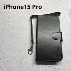 iPhone15 Pro 手帳型ケース　ブラック