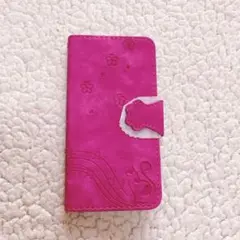 iPhone15 ケース 手帳型 桜 猫 花柄 大人ピンク カード収納