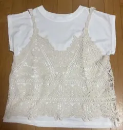 【美品】レース付き白Tシャツ Mサイズ