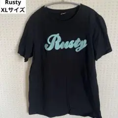 Rusty ラスティ スマイル ロゴ 半袖Tシャツ ブラック XLサイズ