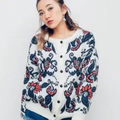 EVRIS ペイズリー ニット カーディガン