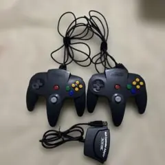 ニンテンドー64 コントローラー ブラック2台&N64for PC USB