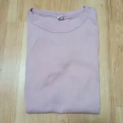 ユニクロ　リブTシャツ　ピンク　М
