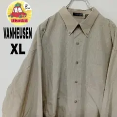 USA古着 VANHEUSEN 長袖ボタンシャツ　XL ベージュ