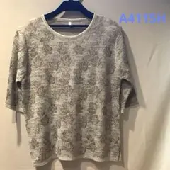 花柄肩パッド付き半袖TシャツA4115H