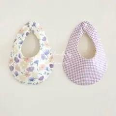 気まぐれセットA ハンドメイド　たまご型スタイ　２枚セット　花柄　パステル系