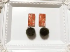 ㉝手染めビーズペア