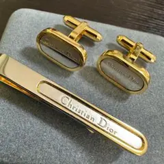 美品 Christian Dior カフス タイピン セット ゴールド×シルバー