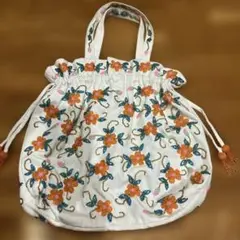 COCUE ビーズ花柄刺繍 リバーシブルバッグ