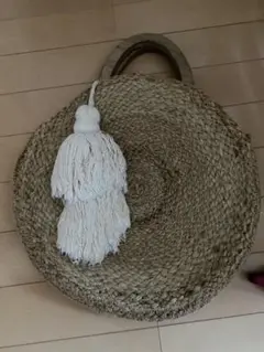 ZARA ラウンド型 ラフィア バスケットバッグ カゴバッグ 美品