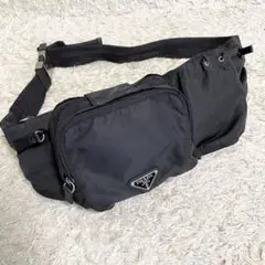 PRADA プラダ ウエストポーチ ボディバッグ ブラック ナイロン 三角ロゴ