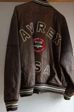 AVIREX ブラウンレザーボンバージャケット