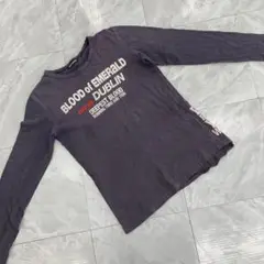 STUDIO KIRIIKU 長袖Tシャツ ダークグレー ロゴプリント 英字