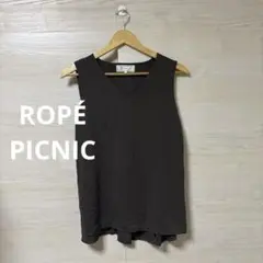 ROPÉ PICNIC★ノースリーブ Vネック 異素材切替 お洒落 前後差