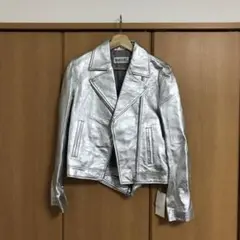 SNIDEL リアルレザーライダースジャケット シルバー 1 新品未使用タグ付