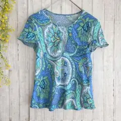 絹100%　レディース　トップス　Sサイズ　Paisley柄　ボタニカル