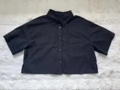 GUミニシャツブラウス　黒　短丈