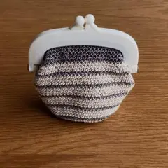 がま口 ポーチ ハンドメイド ニット 手編み