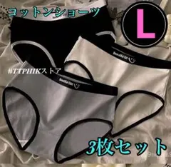 L コットンショーツ レディース 3枚セット 白 黒 グレー 無地 シンプル