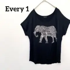 Every 1 象プリント ルーズフィットTシャツ　キラキラ