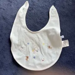 familiar刺繍スタイ ホワイト くま・犬