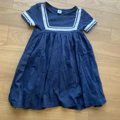 PETIT BATEAU ネイビー 半袖ワンピース 116cm