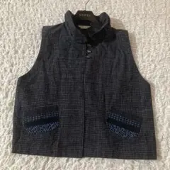 自然工房　ベスト　絣　パッチワーク　日本製