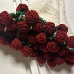 お花のブーケ ブランケット マルチカバー かぎ針編み バラ