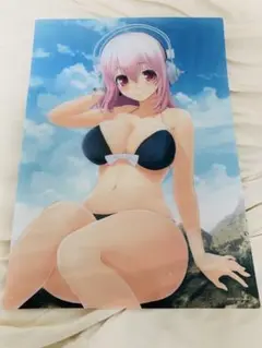 すーぱーそに子 クリアシート　クリアポスター　黒水着　ビキニ