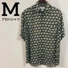 【CHIAMARE】 アロハシャツ Mサイズ　グリーン系　半袖シャツ　美品