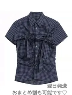 W RIBBON CHECK BLOUSE 同型　uenui好きさん♡