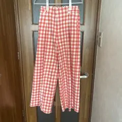 赤　チェック　パンツ Mサイズ　poudoudou
